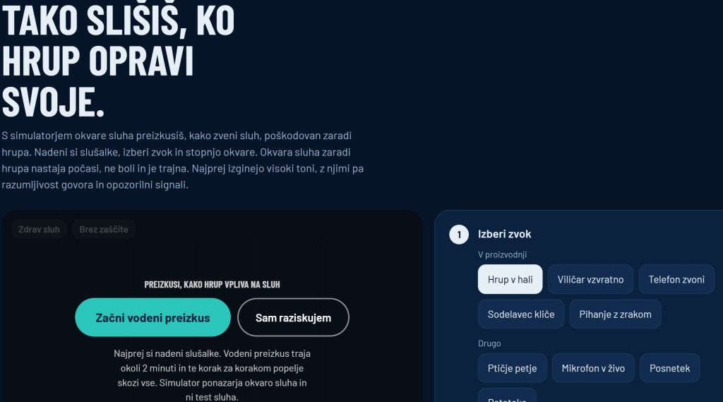 Simulator okvare sluha - zaščita sluha